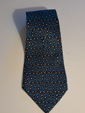 UNGARO PARIS Men's Teal Patterned Silk Tie - Teal  MADE IN ITALY